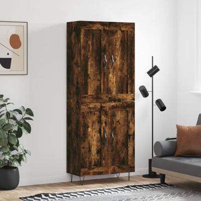 Hoge kast 69,5x34x180 cm bewerkt hout gerookt eikenkleurig