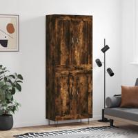 Hoge kast 69,5x34x180 cm bewerkt hout gerookt eikenkleurig