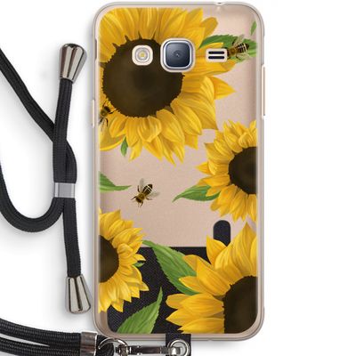 Sunflower and bees: Samsung Galaxy J3 (2016) Transparant Hoesje met koord