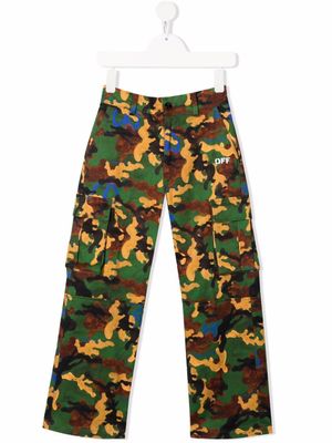 Off-White Kids pantalon à imprimé camouflage - Vert