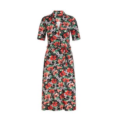 King Louie gebloemde jurk Lola Pacifica zwart/groen/rood King Louie gebloemde jurk Lola Pacifica zwart/groen/rood