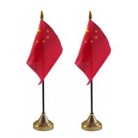 China tafelvlaggetjes - 2x stuks - 10 x 15 cm - met gouden standaard - H27 cm - versiering