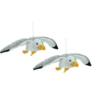 Set van 2x stuks pluche knuffel dieren Zeemeeuw vogel van 31 cm