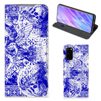 Mobiel BookCase Samsung Galaxy S20 Angel Skull Blauw