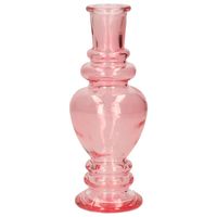 Kaarsen kandelaar Venice - gekleurd glas - helder roze - D5,7 x H15 cm