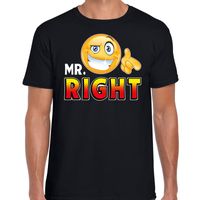 Funny emoticon t-shirt mr. right zwart voor heren - thumbnail