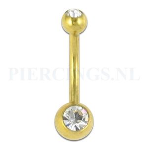 Navelpiercing goudkleurig kristal 4 + 6 mm balletjes
