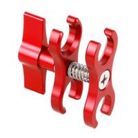PULUZ Dual Ball Clamp open hole duik camera beugel CNC aluminium voorjaar zaklamp klem voor duiken onderwater fotografie systeem (rood)