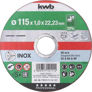 kwb 712112 Doorslijpschijf recht 125 mm 1 stuk(s) Chroom-nikkel staal, Non-ferrometaal, Staal