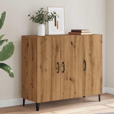 Dressoir 90x34x80 cm bewerkt hout artisanaal eikenkleur