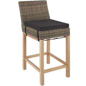 tectake® - Wicker bartafel Lovas met 4 stoelen Latina - natuur