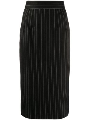 Dolce & Gabbana jupe mi-longue à fines rayures - Noir