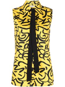 Moschino chemise nouée à design sans manches - Jaune