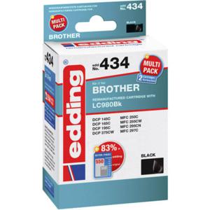 Edding Inktcartridge vervangt Brother LC-980BK Compatibel 2-pack Zwart, Zwart EDD-434 18-434