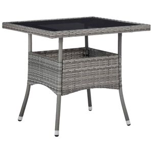 vidaXL Tuintafel poly rattan en glas grijs