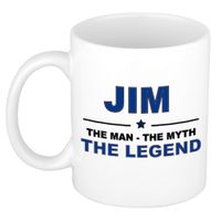 Naam cadeau mok/ beker Jim The man, The myth the legend 300 ml   -