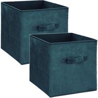 Opbergmand/kastmand - Set van 2x stuks - petrol groen - 29 liter - 31 x 31 x 31 cm - Opbergboxen - V