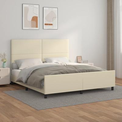 Bedframe met hoofdbord kunstleer crèmekleurig 160x200 cm