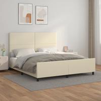 Bedframe met hoofdbord kunstleer crèmekleurig 160x200 cm