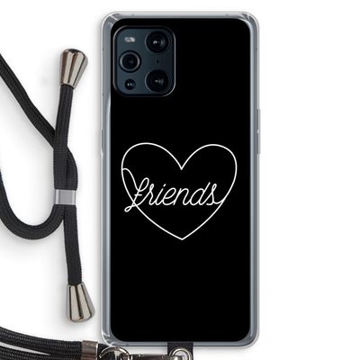 Friends heart black: Oppo Find X3 Pro Transparant Hoesje met koord