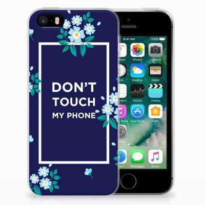 Apple iPhone SE | 5S Silicone-hoesje Flowers Blue DTMP Apple iPhone SE | 5S Silicone-hoesje Flowers Blue DTMP