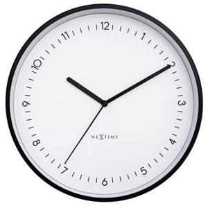 NeXtime - Wandklok 30cm - Stil - Zwart|Wit - Aluminium - Berlin