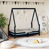 Kinderbedframe 70x140 cm massief grenenhout zwart - thumbnail