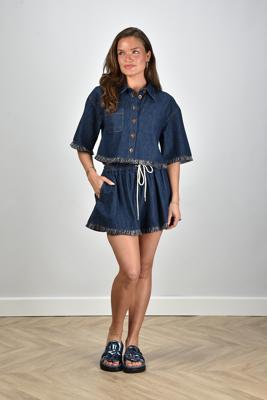 Zimmermann short Rhiannon Fringe Denim 2803ASS251 atlantic