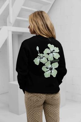 Flower Sweater Dames Black/Green