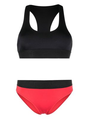 Dolce & Gabbana bikini bicolore à bande logo - Noir