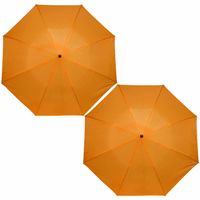 2x stuks kleine opvouwbare paraplus oranje 93 cm - Paraplu's