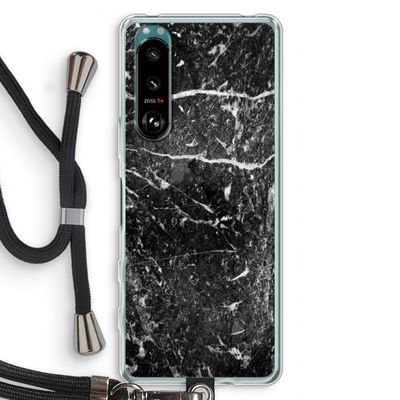 Zwart marmer: Sony Xperia 5 III Transparant Hoesje met koord