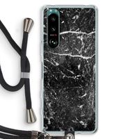 Zwart marmer: Sony Xperia 5 III Transparant Hoesje met koord