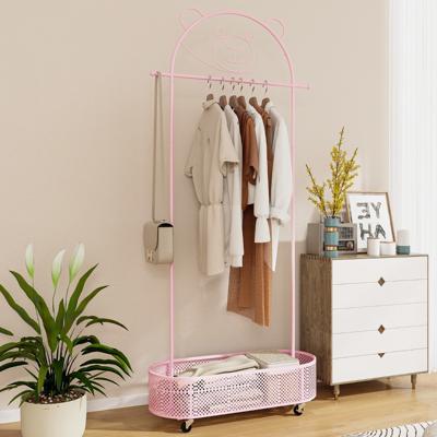 Verstelbare Kinder Kledingstandaard van 130cm/150cm/182cm Kledingrek op Wielen Roze