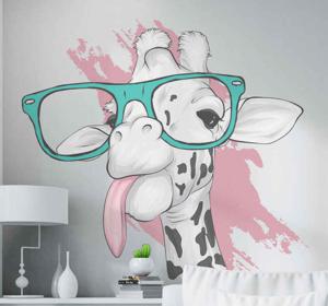 Wilde dieren stickers Giraffe plons