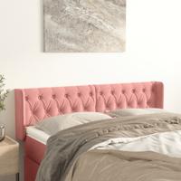 Hoofdbord met randen 163x16x78/88 cm fluweel roze