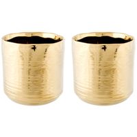 2x Gouden ronde plantenpotten/bloempotten Cerchio 13 cm keramiek