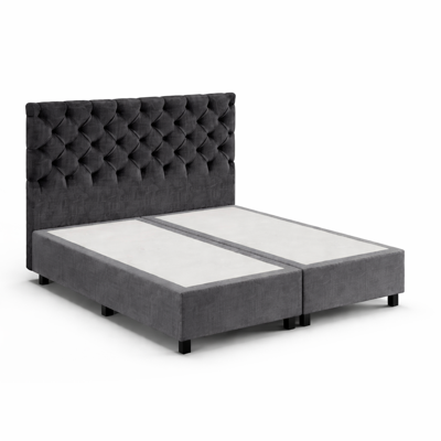 OP=OP Opberg Boxspring zonder Matras Yara | 160 x 200 Velvet Antraciet - 40 cm hoge opslagruimte | 2 verschillende stoffen