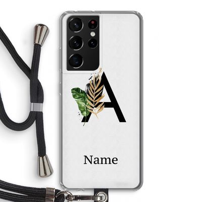 Charcoal Flora: Samsung Galaxy S21 Ultra Transparant Hoesje met koord