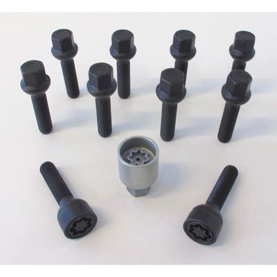 H&R Wielboutenset bolkonisch R13 M14x1.50 - Lengte 28mm - Zwart - 10 stuks (bv. VAG) - incl. wielslo HRB1452803SET