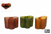 Windlicht Jos 3x XL groen/bruin/amber a3 glas 16x9x12cm