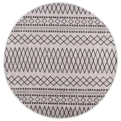 Vloerkleed wasbaar anti-slip ø120 cm zwart en wit