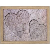 Laptray/schoottafel houten/harten print 43 x 33 cm   -