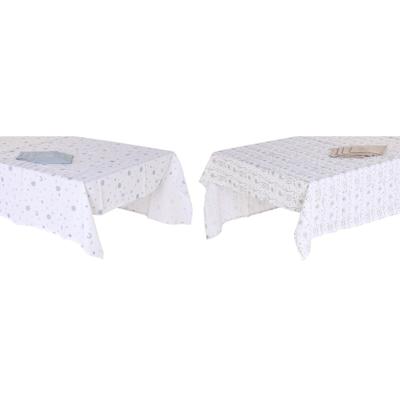 Tafelkleed en servetten DKD Home Decor 150 x 250 x 0,5 cm Blauw Bruin Wit (2 Stuks)