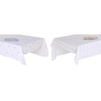 Tafelkleed en servetten DKD Home Decor 150 x 250 x 0,5 cm Blauw Bruin Wit (2 Stuks)