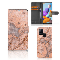 Samsung Galaxy A21s Bookcase Marmer Oranje