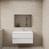 ACTIE BWS Badmeubel | Paris | Wit 100 cm | Hoogglans Wit Wastafel | 1 of 2 Kraangaten