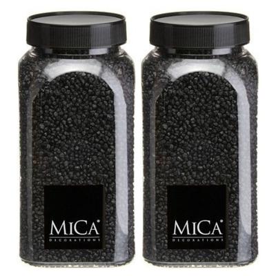 Mica Decorations decoratie stenen/granulaat - 2x - 650ml - zwart - hobby steentjes