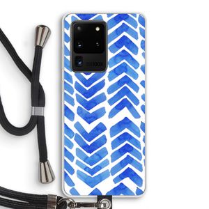 Blauwe pijlen: Samsung Galaxy S20 Ultra Transparant Hoesje met koord