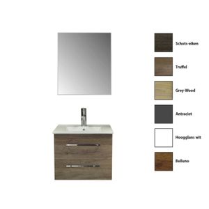 Badkamermeubelset Sanicare Q6 Twee Laden Chromen Greep 60 cm Met Spiegel Hoogglans Wit